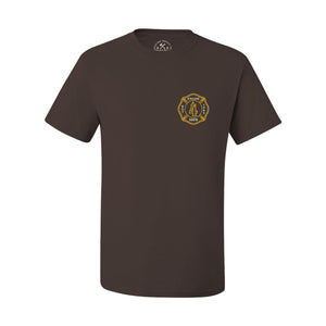 San Diego Fire Department Station 4 Swinging Friar Tee Front Chocolate