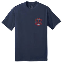 Load image into Gallery viewer, San Diego Fire Department Station 4 Swinging Friar Tee Navy Front
